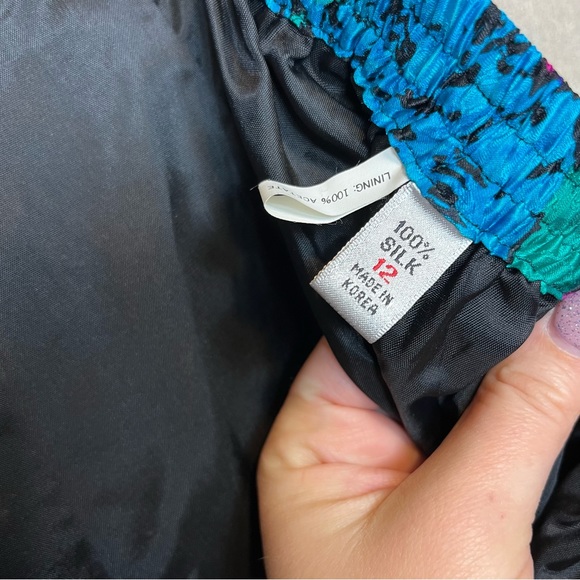 Adrianna Papell Skirt Set Size 12 Silk Floral Business Suit Vintage 80s 90s - Picture 13 of 13